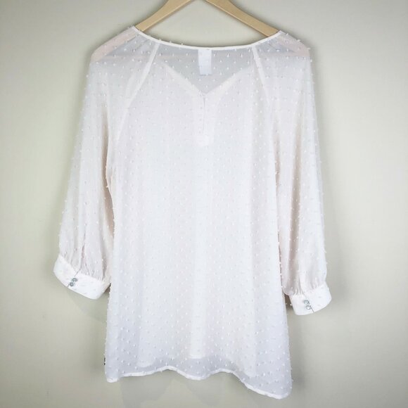 Matilda Jane Blouse Womens Size Medium Tapioca Swiss Dot Peasant Top Shirt - Picture 4 of 5